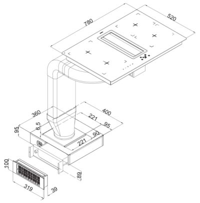 Pllakë/Aspirator Nordix HFI1340NX - Figura 2