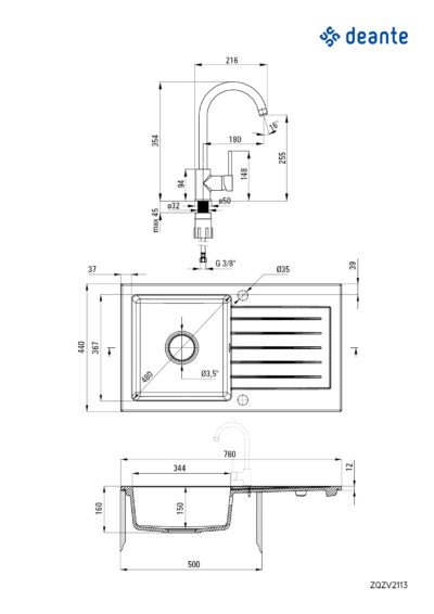 Lavaman+Rubinet Deante ZQZVA113 - Figura 2